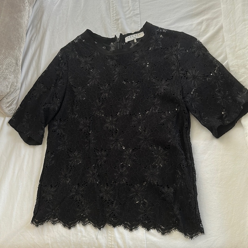 Sandro black lace top